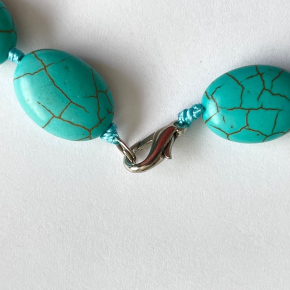 Set of Natural Turquoise Hematite Gemstones Necklace Bracelet Earrings - Picture 4 of 8